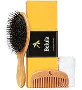 Premium Boar Bristle Hair Brush for Thick Hair Set. Hairbrush for Women With Thick, Long or Curly...