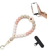 NUBYYA Lostars Silicone Beaded Phone Wrist Strap for Women – Elastic Phone Bracelet Wristlet with...
