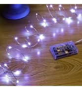 SINAMER White Fairy Lights Battery Operated, Led Mini Twinkle Copper Wire Firefly Starry Lights,W...