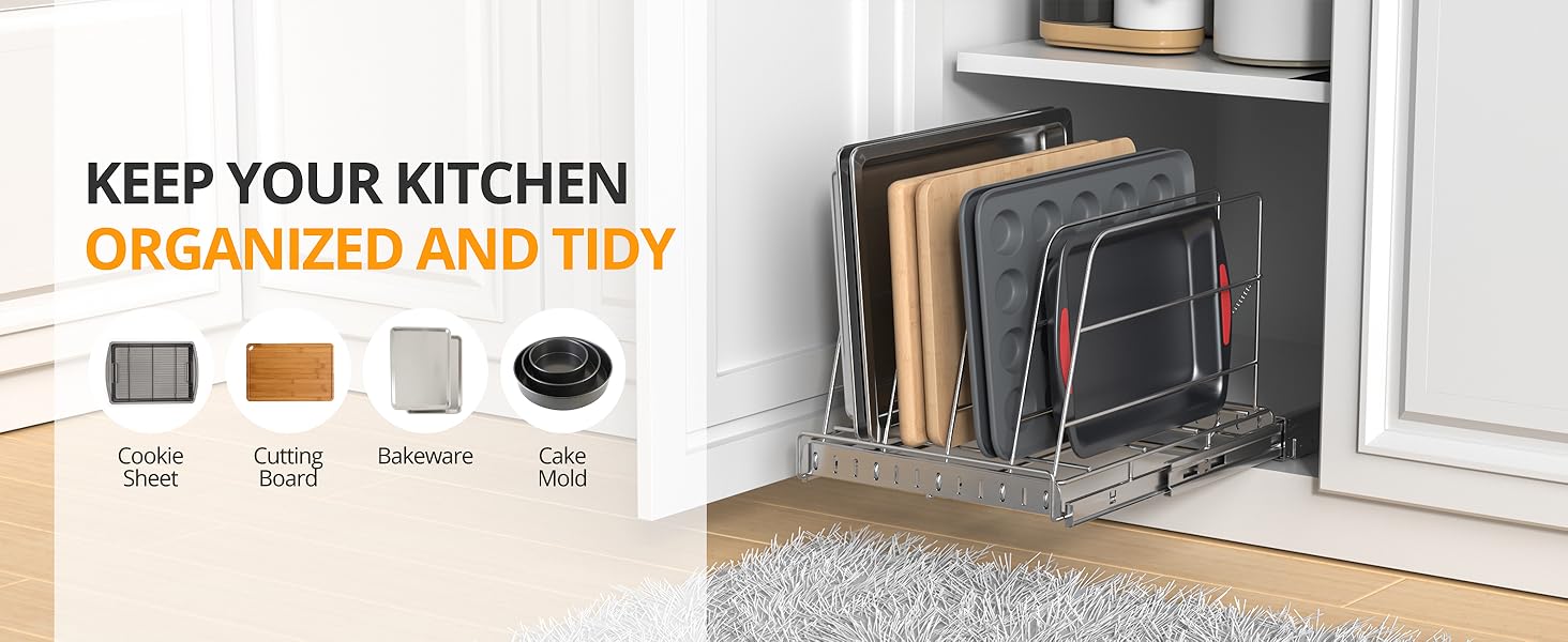 Pull Out Cabinet Organizer for Baking Utensils