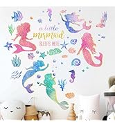 Amimagen Baby Girls Mermaid Wall Decals - Under The Sea Marine Theme Wall Stickers - Nursery Kids...