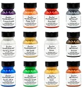 Angelus Acrylic Leather Paint Kit Metallic & Pearlescent 12 Pack Set (1 oz each) - Professional M...