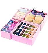 GOGOODA 4 Pcs Sock and Underwear Drawer Organizers Divider, Closet Socks Organizer and Storage Bo...