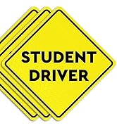 ASSURED SIGNS Student Driver Car Magnet Sticker Signs - 3 Pack - 6" by 6" - Essential New Driver ...