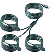 Outdoor Power Extension Cord Splitter Green - 1 to 3 Y-Splitter Extension Cord with Weatherproof ...