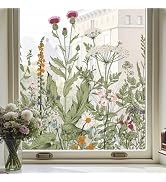 ADD.HERES Window Privacy Film,Colorful Floral Window Stickers,Removable DIY Bouquet Static Clings...