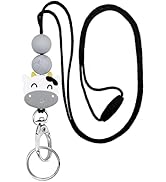 BIHRTC Teacher Lanyards for ID Badges and Keys Keychain Silicone Beaded Lanyard for Doctor Nurse ...