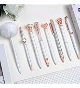 WEMATE 8PCS White Ballpoint Pens Set Metal Crystal Diamond Pen Fancy Pen for Journaling in Black ...