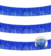 BEISHIDA 3 Packs Metallic Foil Fringe Garland Blue Wall Hanging Tinsel Fringe Banners for Valenti...