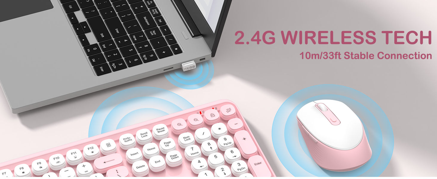 cute keyboard and mouse combo wireless-retro round keycaps