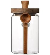 Coriario 30 OZ Glass Jar with Airtight Lid Spoon Clear Glass Storage Jars Wooden Lids Wide Mouth ...