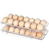 LAREKUN Refrigerator Egg Holder, Self-Rolling Refrigerator Egg Container, Clear Plastic Egg Dispe...