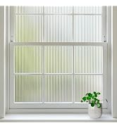 rabbitgoo Reeded Glass Window Film, Window Privacy Film Frosted Fluted, Decorative Window Vinyl N...