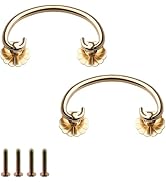 2 Pcs Brass Bail Pulls Floral Ring Drawer Handles with 2.5 Inch (65mm) Center-to-Center Hole Dist...