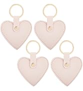 CALFOVERA 4PCS PU Leather Heart Keychain for Women Cute Love Shaped Key Ring Organizer Pendants
