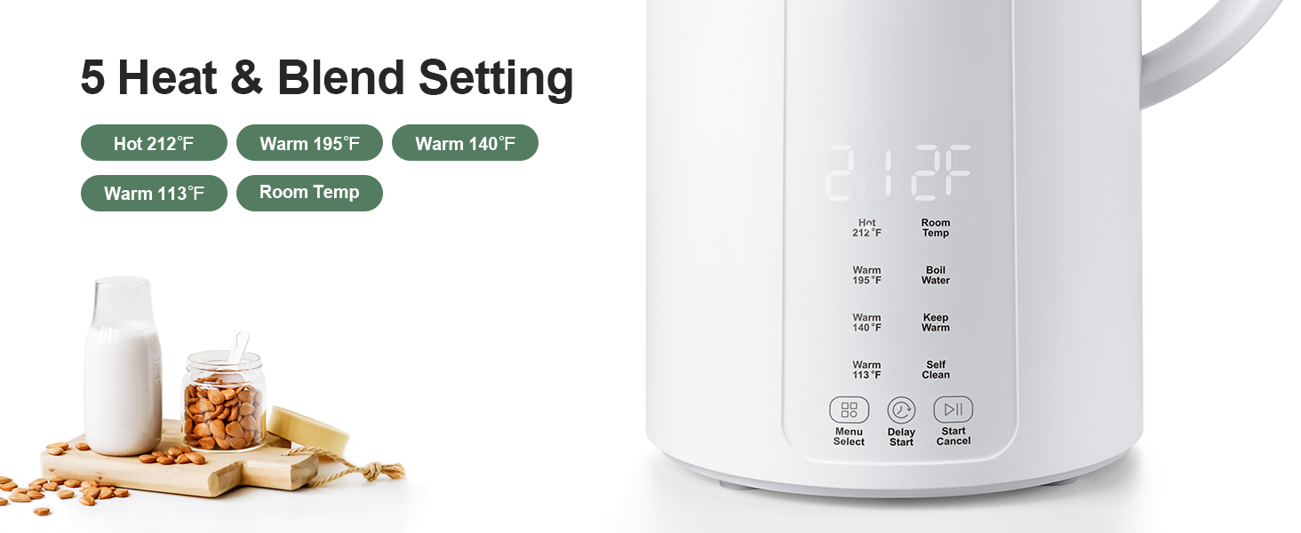 MOKKOM Nut Milk Maker Automatic Almond Milk Machine for Homemade Plant-Based Milk