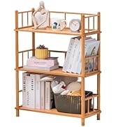 3-Tier Expandable Freestanding Open Bamboo Book Shelf - No-Tool Assembly & Modular,Bathroom Stora...