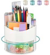 Roamall Desk Pen Pencil Holder - 4 Slots 360-Degree Rotating Pen Desk Organizers with Drawer Desk...