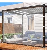 Clear Tarp - Heavy Duty Waterproof 8x10FT Plastic Tarps with Grommets Clear Vinyl Tarps for Outdo...