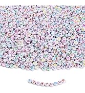 XIANNVXI 3500Pcs Colorful Letter Beads Alphabet Beads for Bracelets Colorful Acrylic Beads for Ne...