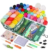 JNENERY Needle Felting Kit, 42 Colors Wool Roving Starter Kit, Needle Felting Starter Kits, Needl...