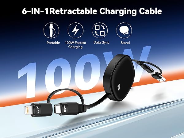 5 in 1 retractable charging cable