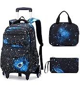 ZHANAO Rolling Backpacks for Boys Girls Trolley School Bags Starry-Sky Print Primary Middle Schoo...