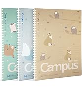 KOKUYO Spiral Notebook Journal, 3 Pack Campus B5 Soft Ring Notebooks with Dotted A 7mm Rule, 40 S...