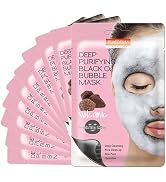 Purederm Deep Purifying Black O2 Bubble Mask Volcanic (10 Pack) - Bubble Face Sheet Mask for Puri...