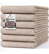 Homaxy Premium Kitchen Towels 18"x28", 6 Pack Large Cotton 380 GSM Dish Towels, Highly Absorben Y...