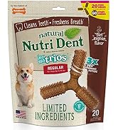 Nylabone Nutri Dent Easy Hold Trios Dental Dog Treats Filet Mignon Small (20 Count)