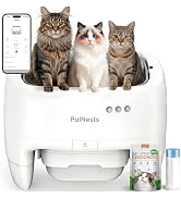 Self Cleaning Cat Litter Box, Open Top Automatic Litter Box for Multi-Cat Homes, Safety Sensors w...