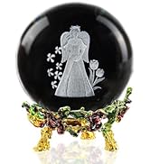ZEERSHEE 2.3in 3D Crystal Guardian Mother Angel Ball Figurine with Rose Base Laser Engraved Glass...