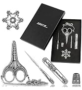 6 Pcs Embroidery Scissors Kit, Golden Exquisite Retro Scissors European Style Stainless Steel Sew...