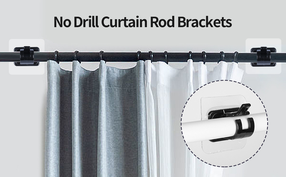 no drill curtain rod brackets