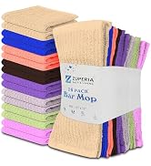 ZUPERIA Premium Bar Mop 16 Pack (12 x 12) - 100% Cotton Cleaning Towels Made with Ribbed Design f...
