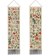 PRESSINART 2 Pcs 2 Styles Long Floral Tapestry Vintage Vertical Tapestry Reference Illustrative B...