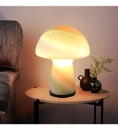 UBOORY Dimmable Mushroom Table Lamp,Glass Nightstand Light,Translucent Vintage Style Desk Lamp,Sw...