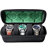 AUKURA Hard Watch Travel Case,3 slots Watch Roll Case Storage and Organizer for Men and Women, wi...