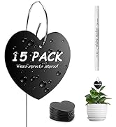 Wanapure 15PCS Iron Metal Heart Shaped Plant Tags Plant Labels with White Marker Pen Labels, Weat...