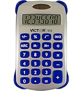 Victor 910 8-Digit Handheld Calculator with Cover, Battery and Solar Hybrid Powered LCD Display, ...