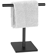 Hand Towel Holder Stand for Bathroom Vanity Countertop Matte Black T-Shape Towel Bar Rack Stand T...