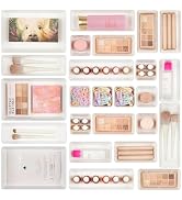 Vtopmart 25 PCS Plastic Drawer Organizers Set, 4-Size Versatile Bathroom and Vanity Drawer Organi...