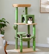 MUTTROS Cactus Cat Tree for Large Cats with Metal Plush Big Hammock, 56.3
