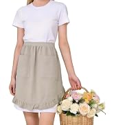 ARBINSON Vintage Maid Apron for Women with Pocket, Half Ruffle Apron for Kitchen Cooking Waitress...