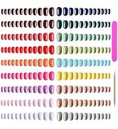 EBANKU 792 Pieces Oval Medium Long Press on Nails Colorful False Nails for Women Glossy Finger Na...