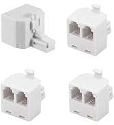 Menewstart 2 Way Telephone Splitter Wall Jack Adapter, 4 Pack, White, 1 Male to 2 Converter Cable...