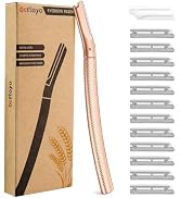 Eyebrow Razor-Face Razors for Women-Dermaplaning Tool for Face Exfoliation & Peach Fuzz with 12 R...