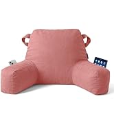 Unisakey Portable Comfy Reading Pillows for Bed Sitting Up(Dark Pink Oeko-Tex), Velvet Back Pillo...
