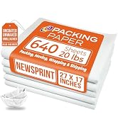 White Bulk Packing Paper Sheets for Moving | 640 sheets | 27" x 17" | 20 lb | Twin Pack | | Newsp...